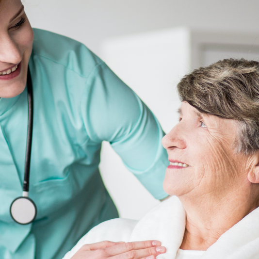 Nurse supporting patient